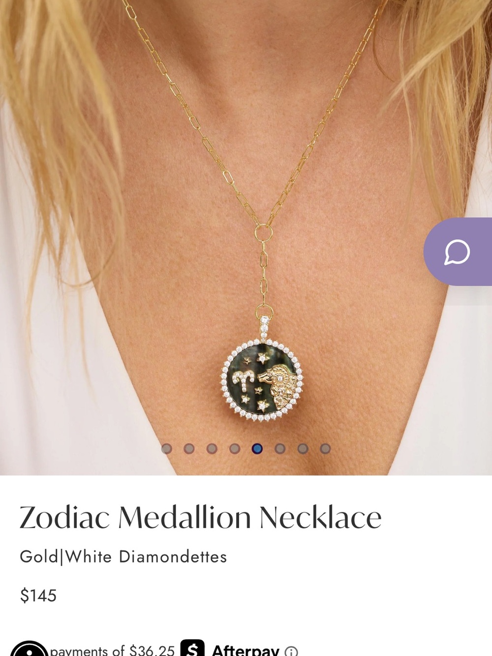 Melinda Maria Zodiac Medallion Necklace - Gold with White Diamondettes